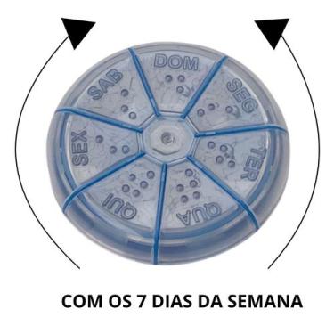 Imagem de Porta Comprimido Semanal Redondo 7 Dias Plástico Azul Roxo ou Rosa - M