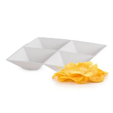 Imagem de Petisqueira Com Divisórias Quadrado Cozinha Tábua Para Frios Branco - 