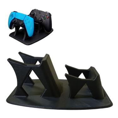 Imagem de Suporte Duplo para Controle de Videogame Economia Solar Gamer Universal Compacto Preto
