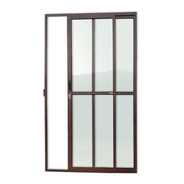 Imagem de Porta de Alumínio de Correr 210x120cm 2 Folhas 1/3 com Vidro Liso Cort