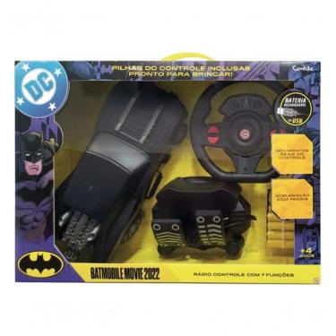 Imagem de Carrinho de Controle Remoto Batman Batmóvel 7 Funções com Volante Cinza Candide