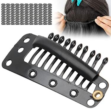 Imagem de Clipe de peruca de metal, clipe de peruca confortável em formato de pente para extensões de cabelo DIY (preto)