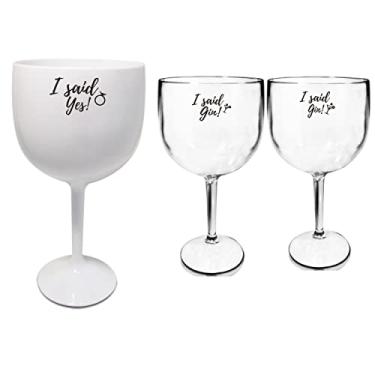 Imagem de 3 Taças Gin Acrilico 550ml Branca e Transparente Despedida de Solteira