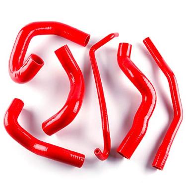 Imagem de LUXERAD 3 camadas 4,5 mm desempenho silicone radiador mangueira temperatura tubulação para 05-10 FO RD MUSTANG GT/SHELBY V8 MT (vermelho)