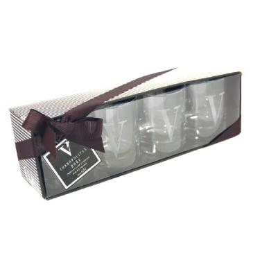 Imagem de Cosmopolitan Home by Mud Pie, conjunto de 4, copos duplos de 400 ml com monograma em V