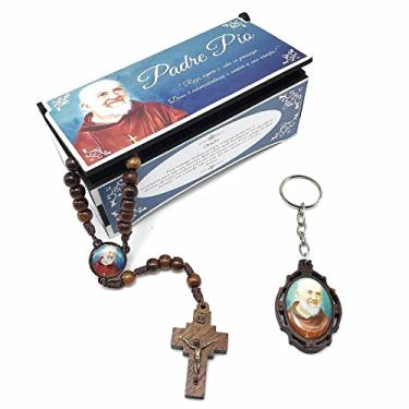 Imagem de Terço E Chaveiro Padre Pio Com Caixinha Personalizada