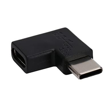 Imagem de ASHATA Adaptador de ângulo reto tipo C, 10 Gbps, USB 3.1 Tipo-C, Carregamento Rápido, Compatível com Celulares, Tablets e Notebooks