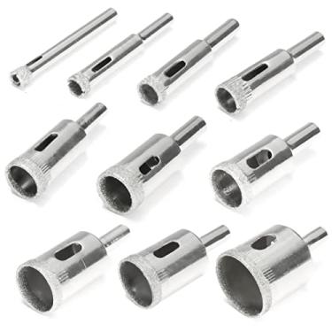 Imagem de Conjunto de brocas de diamante, conjunto de serra de furo de diamante, broca de vidro para garrafas de pedra de granito de mármore de cerâmica cerâmica (10Pcs)