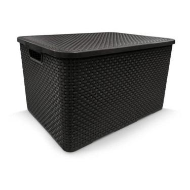 Imagem de Organizador Rattan Com Tampa 40 Litros Preto