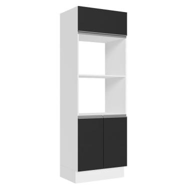 Imagem de Torre Quente 100% MDF 70 cm para 2 Fornos Branco/Preto Acordes Madesa