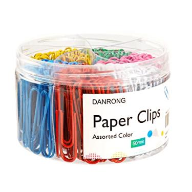Imagem de DANRONG Clipes de papel jumbo, 265 peças (2 polegadas) clipes de papel grandes coloridos para papelada, ideal para uso em casa, escola e escritório, colorido