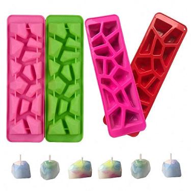 Imagem de 4 peças de moldes de silicone de pedra preciosa diamante pedra âmbar molde de chocolate doce molde gelo cubo de gelatina molde feito à mão para fazer velas sabão epóxi resina (cor aleatória)