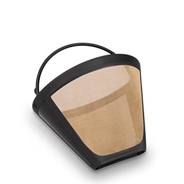 Imagem de Filtro de café de malha de aço padrão GTF-4 NRP para cafeteiras Cuisinart 4 xícaras em formato de cone dourado