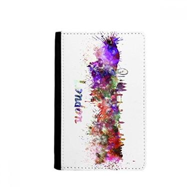 Imagem de London Britain City Suporte de passaporte aquarela Notecase Burse carteira capa porta-cartão, Multicolor