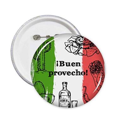 Imagem de Broche de cacto redondo com bandeira de cozinha e desenho do México, emblema, acessório, decoração, 5 peças