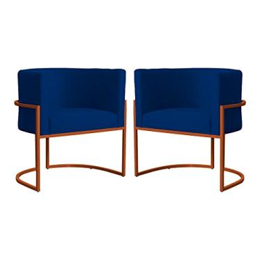 Imagem de Kit 02 Poltronas Decorativa Luana Base Bronze Suede Cores - DS Estofados