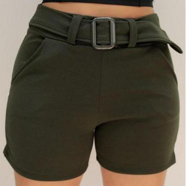 Imagem de 3 Shorts Em Malha Crepe Short Feminino Com Fivela - Vitrine Moda Top