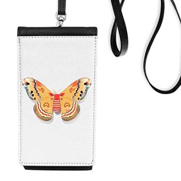 Imagem de Bolsa carteira para celular com borboleta chinesa em cor laranja 3D bolso preto