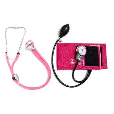 Imagem de Kit Rosa Estetoscopio Rappaport C/Esfigmomanômetro - Pa Med