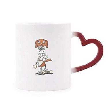 Imagem de Egypt Mummy Horus chapéu de cachorro caneca sensível ao calor caneca vermelha muda de cor grés