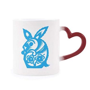Imagem de Year Of Rabbits Animal China Zodíaco Caneca sensível ao calor Caneca vermelha muda de cor grés copo