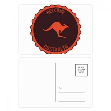 Imagem de Cartão postal com emblema de Canguru Sabor Austrália, conjunto de cartões postais de aniversário para enviar cartões de agradecimento