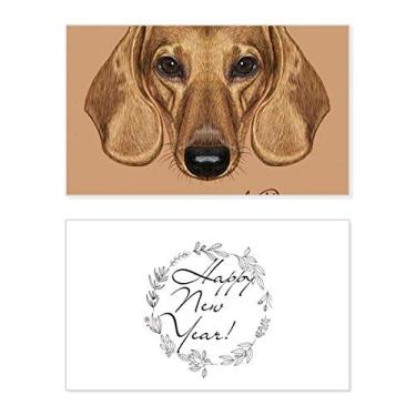 Imagem de Marrom perna curta Dachshund animal ano novo festival cartão felicitações Bless mensagem presente