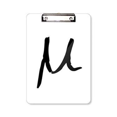 Imagem de Alfabeto grego Mu silhueta preta prancheta pasta bloco de escrita placa de apoio A4