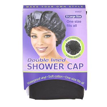 Imagem de (Black (Double Lined)) - Annie X-Large Size Doubled Lined Shower Cap (Black) 4407