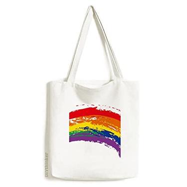 Imagem de Bolsa de lona LGBT arco-íris gay transgênero bolsa de compras casual bolsa de mão