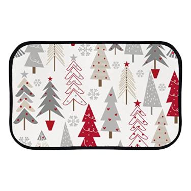 Imagem de DreamBay Tapetes de porta pequenos tapetes de chão 60 x 40 cm Natal vermelho cinza árvores anti fadiga tapete de pé interior ao ar livre capacho de boas-vindas tapete de entrada antiderrapante