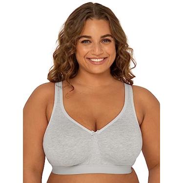 Imagem de Fruit of the Loom Sutiã feminino de algodão sem fio plus size, Cinza mesclado, 38C