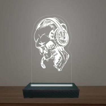 Imagem de Luminária Led 3d Caveira Abajur Luxo