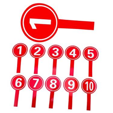 Imagem de GARVALON 10 peças segurando uma placa de matrícula práticos placas de pontuação alça de pontuação pás de pontuação marcador placares portáteis número pás de números portáteis placas de vôlei basquete espuma