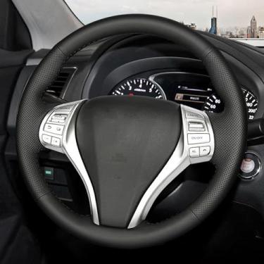 Imagem de LAVIYE Capa do volante do carro de couro artificial, para Nissan Teana Altima 2013-2016 X-Trail QASHQAI Rogue 2014-2016 Sentra Tiida