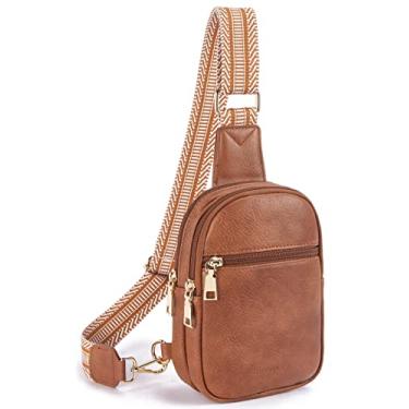 Imagem de Telena Pequena bolsa tiracolo feminina de couro vegano, pochete moderna, bolsas transversais para mulheres para viagens, 0 marrom, Small, Bolsas de cintura modernas