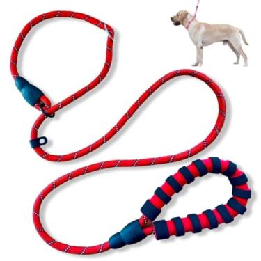 Imagem de Enforcador Corda Guia Unificada Cão Adestramento Pitbull com Trava (Vermelho)