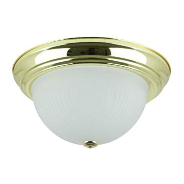 Imagem de Sunlite DBS13/FR Luminária de teto domo de 33 polegadas, acabamento em latão polido com vidro fosco