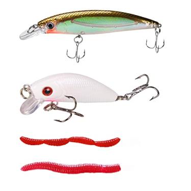 Imagem de Kit de iscas de pesca Gah Iscas rígidas mistas luminosas Minnow Crankbaits para robalo lúcio truta salmão adequado para água salgada e doce com comida artificial para peixes.