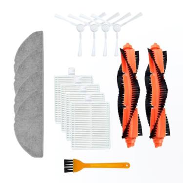 Imagem de JOYSOG Peças de aspirador de pó para robô Xiaomi E10/C103/B112 2 escovas principais + 4 filtros + 4 escovas laterais 4 almofadas de esfregão + 1 * peças de substituição de escova
