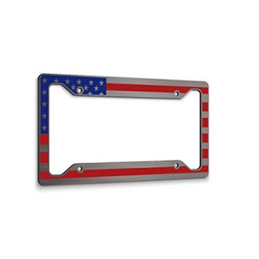 Imagem de JASS GRAPHIX Moldura de placa de licença com bandeira americanaJASS GRAPHIX Brushed Frame azul acm-tag-fram-American-Brushed-pn