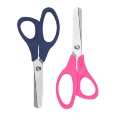 Imagem de Kit 2 Tesouras Escolar Infantil Canhoto Cores Sortidas Mundial