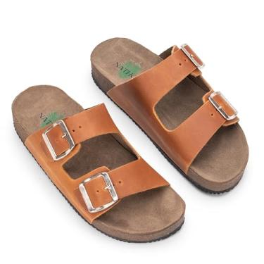 Imagem de Sandália Papete Masculina NATHOS em COURO. (FOSSIL CARAMELO, BR, Adulto, Numérico, 35)