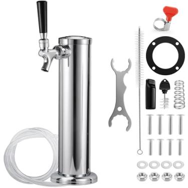 Imagem de Hilangsan Torre de torneira única Torre Kegerator de aço inoxidável Kegerator Torre Kegerator Kit Kegerator Torneira de cerveja de aço inoxidável Linha de cerveja pré-montada Dispensador de torre de
