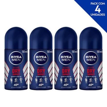 Imagem de Desodorante Antitranspirante Roll On Nivea Men Dry Impact 50ml - 4 Uni