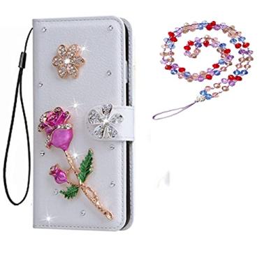 Imagem de Capa para Samsung Galaxy M22, capa protetora de couro brilhante e alça de pescoço [suporte] [compartimentos para cartões] [fecho magnético] para Samsung Galaxy F22 (nº 9)