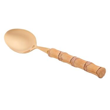 Imagem de WOLFF - Conjunto 4 Colheres de Sobremesa de Aço Inox com Cabo de Bambu Tulum Dourado 16cm