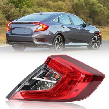 Imagem de Clidr Luz traseira externa compatível com Honda Civic Sedan de 4 portas 2016 2017 2018 2019 2020 2021 com lâmpadas substitui 33500TBAA01 HO2805110 lado direito do passageiro