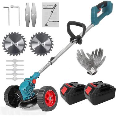 Imagem de Cortador de grama elétrico, cortador de grama sem fio com baterias de íon-lítio de 224 V e carregador rápido, 6 polegadas, leve e extensível, 850 W máximo para cortar grama em jardins de cal