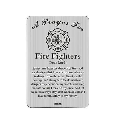 Imagem de KEYCHIN Carteira de Oração do Bombeiro Inserção Cartão de Bombeiro Presentes Bombeiros Joias de Bombeiro para Pai Marido Namorado (Cartão de Bombeiro)